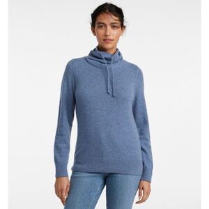 LL Bean 100% cashmere classic funnel neck pull string sweater